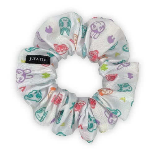 White Animal Crossing Scrunchie (matte) - lite