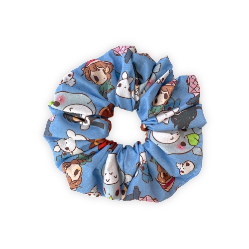 Blue Ghibli Anime Scrunchie (matte) - lite
