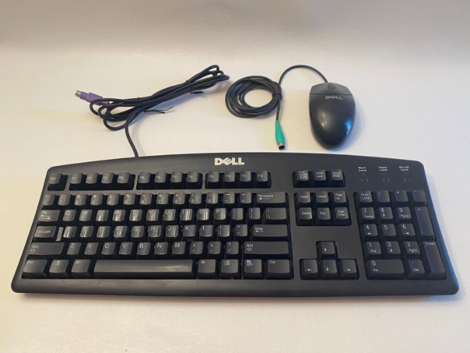 DELL PS/2 SK-8110 PC Windows Desktop Keyboard w/ 2 Button Ball Mouse M-S69 Wired