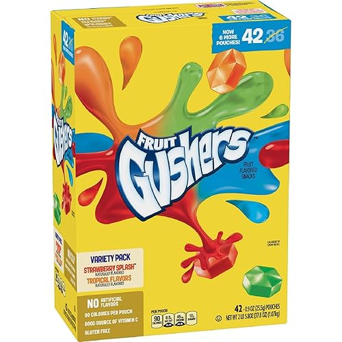 Fruit Fruit Fruit Gushers Variety Pack, Strawberry Splash & Tropical (42 ct.) A1 - Strawberry Splash & Tropical - 42 Count (Pack of 1)