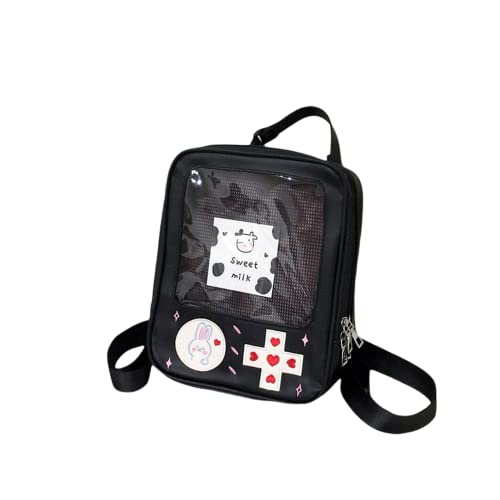 AWXZOM cute Ita Backpack Fashion Gameboy Style itabag 3 way bag Kawaii Backpack pin display backpack ita bag backpack cute backpack - Black