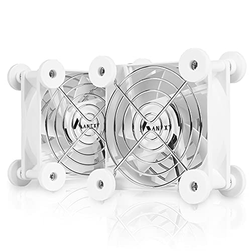 ANEXT USB Computer Fan, 80mm USB Fan, 80mm Case Fan, Silent Fan for Receiver DVR Playstation Xbox Computer, 2 Packs White - 80mm USB - 80mm USB White*2