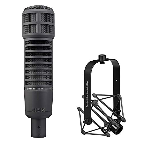 Electro-Voice RE20 Broadcast Announcer Microphone (Black) Bundle 309A Mic Shockmount - Black