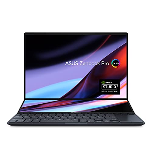 ASUS Zenbook Pro 14 Duo 14.5” 16:10 Touch Display, 120Hz Refresh Rate, ScreenPad Plus, Intel i9-13900H CPU, NVIDIA® Geforce RTX 4050, 32GB RAM, 1TB SSD, Windows 11 Home, Tech Black, UX8402VU-AS96T - i9-13900H - RTX 4050