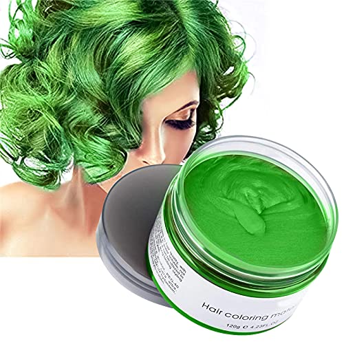 Green Temporary Hair Color Wax Dye,Acosexy Kids Hair Wax Dye Pomades Disposable Natural Hair Strong Style Gel Cream Hair Spray,Instant Hairstyle Mud Cream for Party, Cosplay, Masquerade etc. (Green) - Green