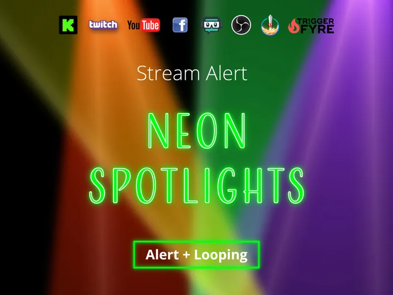 Neon Spotlights Stream Effect - Full Screen Animated Overlay with Transparent Background - 1920x1080 - Instant Download - Dance Party - LOOP