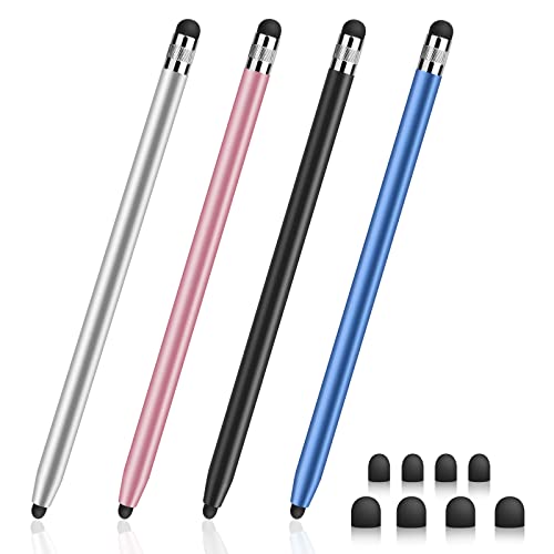 Stylus for Touch Screens, Digiroot 4-Pack Stylus Pens High Sensitivity & Precision Capacitive Stylus for iPhone/iPad Pro/Tablets/Samsung/Galaxy/PC…… - Silver&Rosegold&Black&Blue