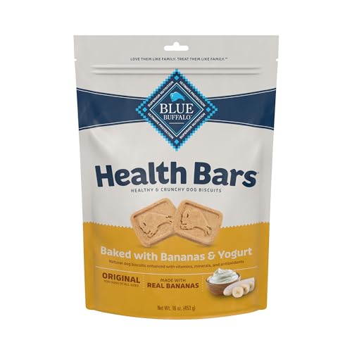 Blue Buffalo Health Bars Natural Crunchy Dog Treats Biscuits, Banana & Yogurt 16-oz Bag - Banana & Yogurt - 1 Pound (Pack of 1)