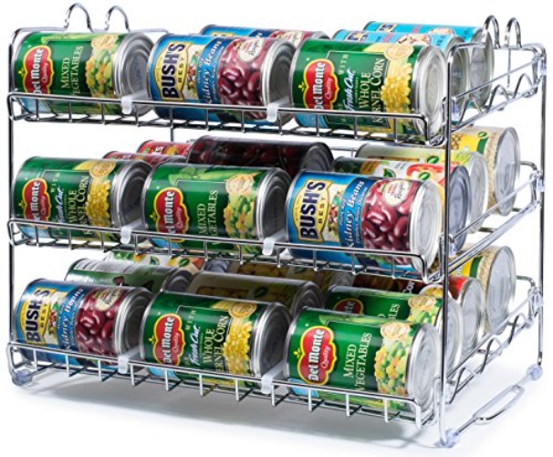 Che'mar Stackable Can Rack Organizer, for 36 cans, Great for the Pantry Shelf, Kitchen Cabinet or Counter-top, Stack Another Set on Top to Double Your Storage Capacity, (Chrome Finish), Standart