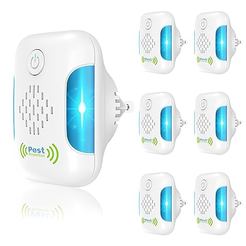 Ultrasonic Pest Repeller, Mouse Repellent Indoor Ultrasonic Plug in, Insect Rodent Repellent for House, Pest Defense for Bugs Roaches Insects Spiders Mice Mosquitoes Flies Cockroach, 6 Pack