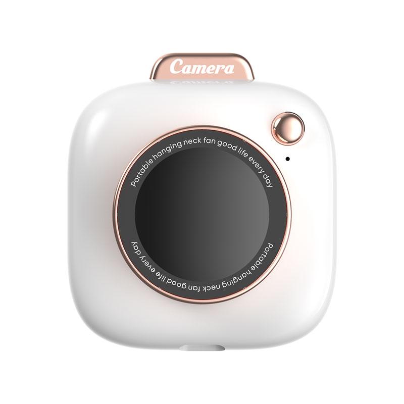Mini Camera-Shaped Necklace Fan - Cream White