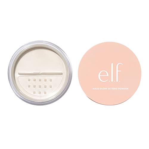e.l.f., Halo Glow Setting Powder, Silky, Weightless, Blurring, Smooths, Minimizes Pores and Fine Lines, Creates Soft Focus Effect, Light, Semi-Matte Finish, 0.24 Oz - Light