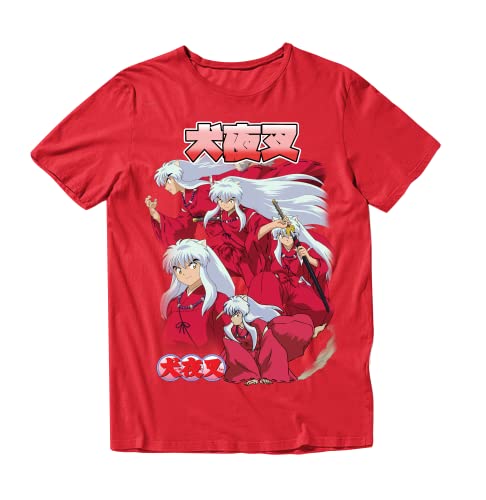 Inuyasha Dog Demon 5 Poses Red Men's T-Shirts - Red Inuyasha Small