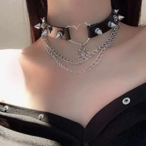 'The Coolest' Black Alt Spike Chain Choker - style