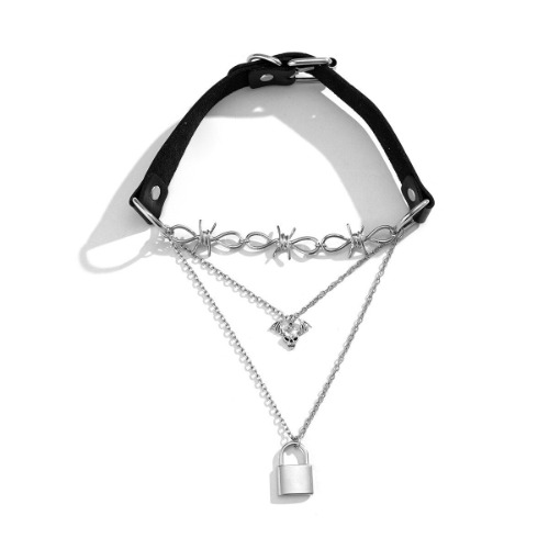 'Sundown' PU Leather Skeleton Thorns Necklace Choker