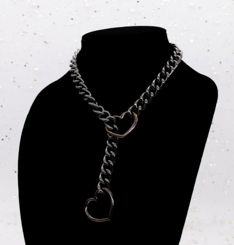 Gunmetal Heart Slip Chain Collar | Default Title
