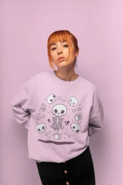 Kawaii Skeleton Pastel Goth Halooween Halloween Sweatshirt | Etsy