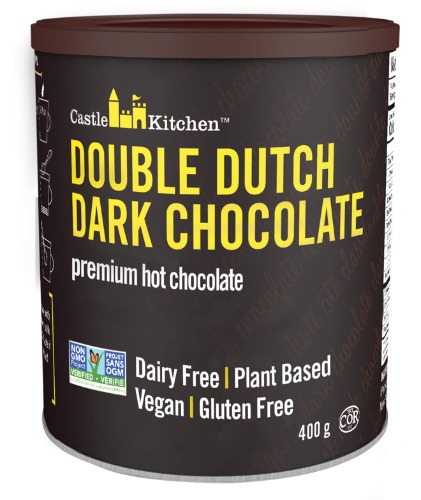 Castle Kitchen Double Dutch Dark Chocolate Premium Hot Cocoa Mix - Dairy-Free, Vegan, Plant Based, Gluten-Free, Non-GMO Project Verified, Kosher - Just Add Water - 14 oz - Double Dutch Dark Chocolate 14.10 Ounce (Pack of 1)