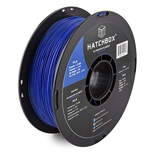 HATCHBOX 1.75mm True Blue PLA 3D Printer Filament, 1 KG Spool, Dimensional Accuracy +/- 0.03 mm, 3D Printing Filament - Blue