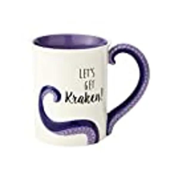 Enesco 6000550 Our Name Is Mud “Kraken” Stoneware Sculpted Coffee Mug, 16 oz, Purple