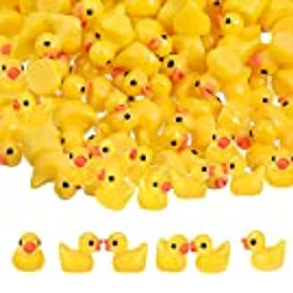150 P Mini Resin Ducks Miniature Ducks Yellow Tiny Duckies Figures for Home Prank Game Micro Landscape Aquarium Dollhouse Ornament Mini Ducks DIY Terrarium and Handmade School Project (Duck Style)