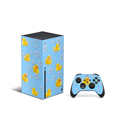 ZOOMHITSKINS Compatible for Xbox Series X Skin, Series X Skin Cover, Blue Yellow Duck Bath Rubber Cute, Durable & Fit, 3M Vinyl, Easy to Install, Made in The USA