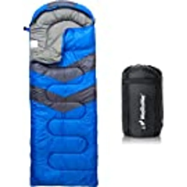 MalloMe Camping Sleeping Bags for Adults - Compact Sleeping Bag for Hiking, Backpacking, Cold Weather & Warm - Lightweight Packable Travel Gear Summer & Winter - Kids Girls Boys 1 & Double 2 Person