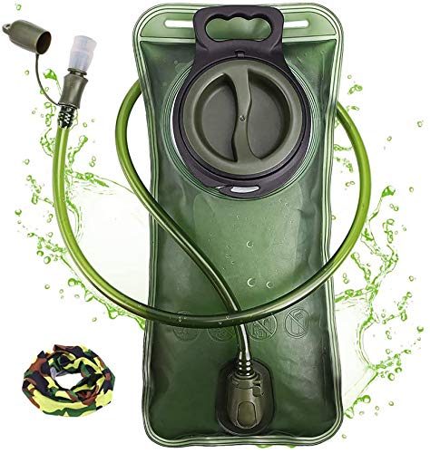 Hydration Bladder, 1.5L-2L-3L Water Bladder for Hiking Backpack Leak Proof Water Reservoir Storage Bag, BPA-Free Water Pouch Hydration Pack for Camping Cycling Running, Military Green 1.5-2-3 Liter - 2L - Military Green Water Bladder