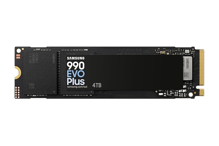 Samsung 990 EVO Plus, 4TB, PCIe 4.0 x4 / 5.0 x2, NVMe2.0 (up to 7250 MB/s), NVMe M.2 (2280), Internal Solid State Drive (SSD), MZ-V9S4T0BW - 4 TB