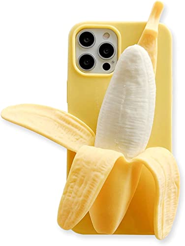 Yatchen Cute 3D Cartoon Case Compatible with iPhone 13 Mini,Unique Funny Banana Design Soft Decompression Silicone Case Ultra-Thin Non-Slip Shockproof Protective Case - iPhone 13 mini - Banana A