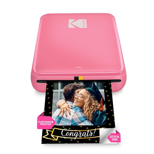 KODAK Step Instant Color Photo Printer with Bluetooth/NFC, Zink Technology & KODAK App for iOS & Android (Pink) Prints 2x3” Sticky-Back Photos. - Printer - Pink
