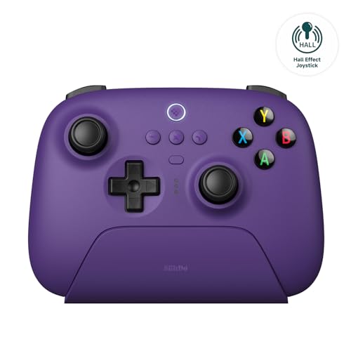 8Bitdo Ultimate 2.4G Wireless Controller, Hall Effect Joystick Update, Gaming Controller with Charging Dock for PC, Android, Steam Deck & Apple, Purple - Purple - Hall Effect Joystick