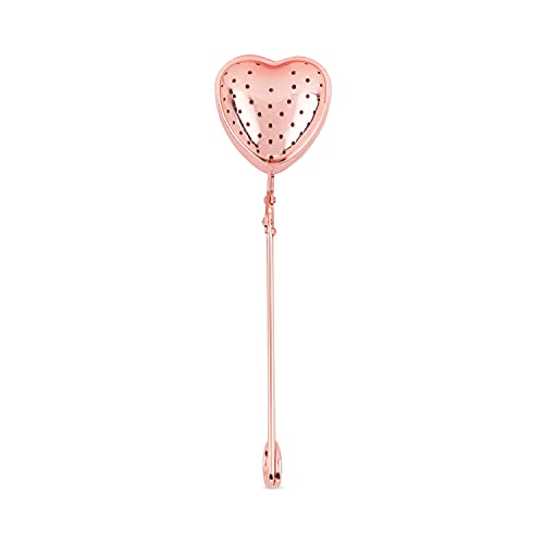 Pinky Up Heart Shaped Tea Ball, Reusable Loose Leaf Tea Infuser, Brew Tea with Ease, Stainless Steel, Rose Gold - Heart Shaped