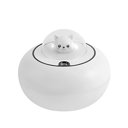N/C 400ML household humidifier, night light cold fog humidifier, automatic timing off, automatic shutdown without water, whisper silent air humidifier, cute kitten, suitable for baby bedroom,(White) - White