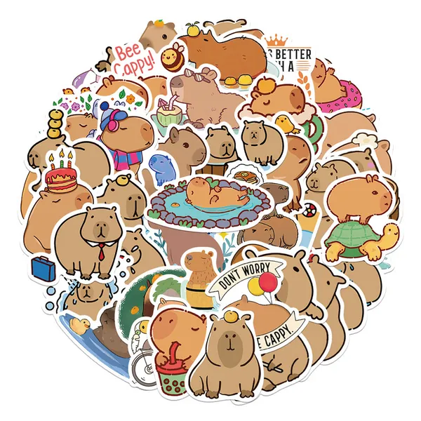 Capybara Stickers Cute Capybara Laptop Decal Waterproof Vinyl Stickers 50 PCS