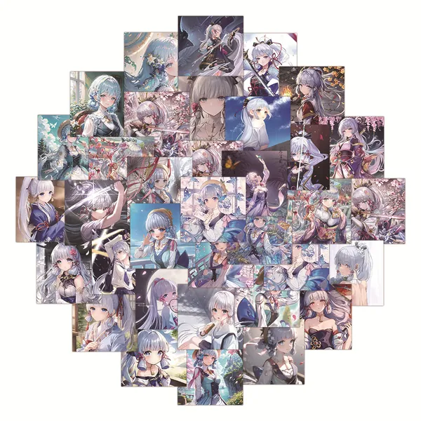 60PCS Kamisato Ayaka Stickers Cute Genshin Decal Stickers Ayaka Waifu Sticker Set