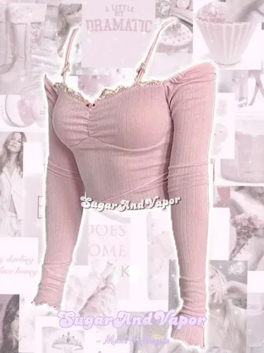 Baby Pink Long Sleeve Coquette Top