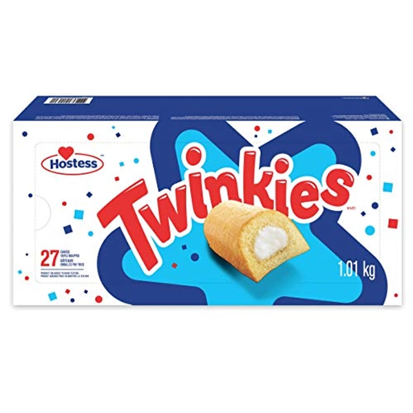 Hostess Twinkies Golden Cakes with Creamy Filling, Cake Snacks, Contains 27 cakes (9 packs, Triple Wrapped)