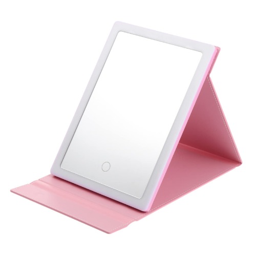 LED Vanity Mirror LED Travel Makeup Mirror Vintage Mirror Desk Vanity Mirror Kawaii Vanity Mirror Detachable Makeup Mirror LED Tabletop Mirror Tabletop Makeup Mirror LED Mirror Pu (Pink 25x18cm) - Pink