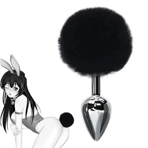 YUNHAOBAO Bunny Butt Plug Tail Fluffy Tail Perfect for Kinky Fun and Cosplay Stainless Steel Butt Plug Metal Anal Toys for Women Anime and Cosplay G-Spot Stimulation SM Sex Toy for Beginners