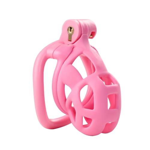 Fancalen Chastity Cage Cock Cage Adult Sex Toys Cobra Chastity Bondage Chastity Device Men's Revolution Chastity Lock with 4 Rings (Pink,Nano) - Nano - Pink