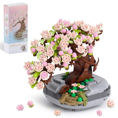 QLT Mini Bricks Sakura Bonsai Model 426 pcs Creative DIY Simulation Mini Particle Flower Botanical Collection Construction Building Toy（Not Compatible with Lego Set ） - Sakura Mini Bricks