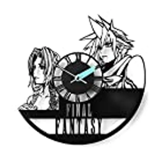 AroundTheTime Final Fantasy 7 Clock, FF7 Decor, Final Fantasy VII Vinyl Record Wall Clock, FFVII Gift, Cloud Strife & Aerith