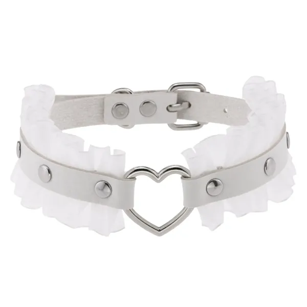 Heart-Stopping Harajuku PU Leather Choker - White