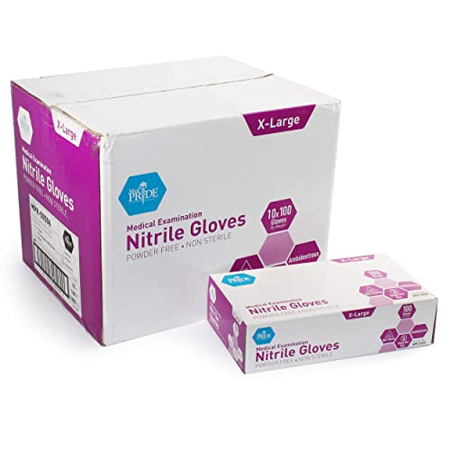 MedPride Powder-Free Nitrile Exam Gloves, X-Large, Case/1000, 100 Count (Pack of 10) - X-Large (Pack of 1000)