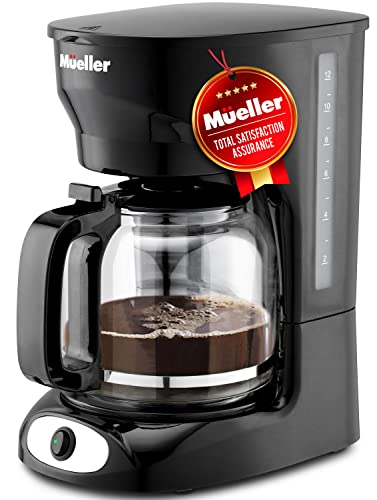 Mueller 12-Cup Drip Coffee Maker, Auto Keep Warm Function, Smart Anti-Drip System, with Permanent Filter and Borosilicate Glass Carafe, Clear Water Level Window Coffee Machine - 1