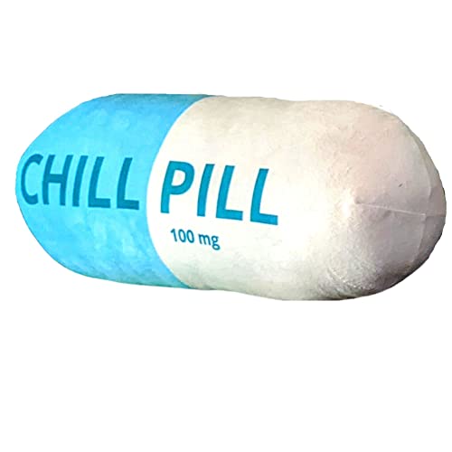 MRJ Products Chill Pill Pillow - Preppy Cute Trendy Room Decor Aesthetic Throw Pillows Dorm, Teenager, Y2K, Teacher, Doctor, Nurse, Lawyer Student, Best Friend, Sister Birthday Gift for her - Blue