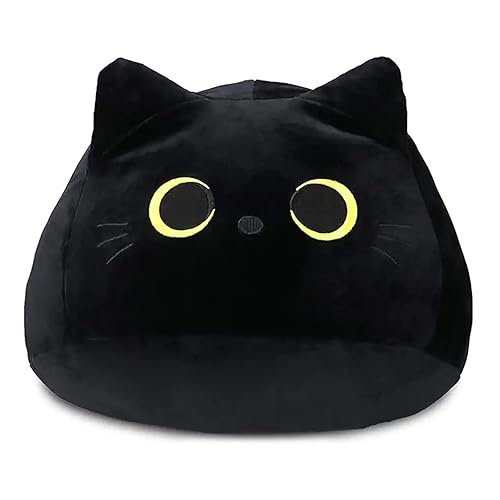 YOMOTREE Cat Stuffed Animal Toy Pillow, Soft Plush Pillow, Black Cat Plush Toy, Gifts for Boys Girls Kids (20cm/7.8in) - 7.8inch