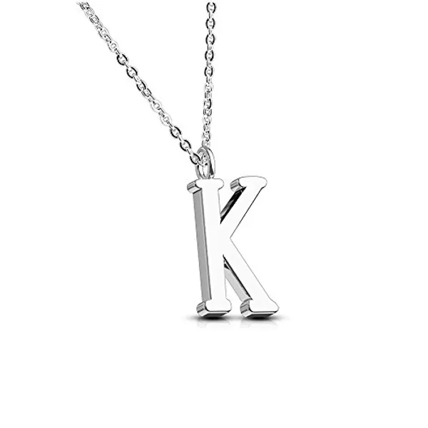 Bungsa Damen-Kette BUCHSTABEN A-Z in Silber oder Rosegold - Alphabet Halskette mit Anhänger - aus Edelstahl - Halschmuck für Damen, Kinder & Herren - A B C D E F G H I J K L M N O P R S T U V W Z