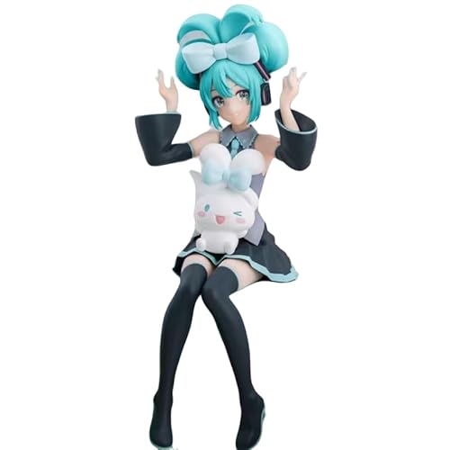 Hatsune Figure, Sitting Big Ear Hatsune Action Figures 17cm/6.7inch Anime Character Collection Decor Statue Model Desktop Decoration Ornament Gifts